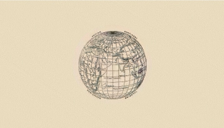 Globe illustration showing longitude and latitude lines on a spherical map, representing Colgate's international expansion.
